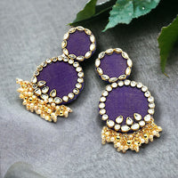 Handmade For Her  Women's Handmade Purple Fabric Earrings