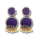 Handmade For Her  Women's Handmade Purple Fabric Earrings
