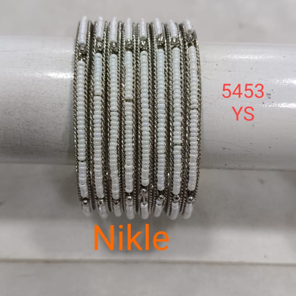 Kumavat Jewels Oxidised Plated Pearl Bangles Set