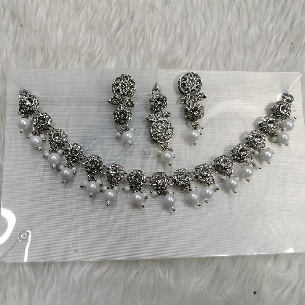 Kumavat Jewels Silver Plated Austrian Stone Choker Necklace Set