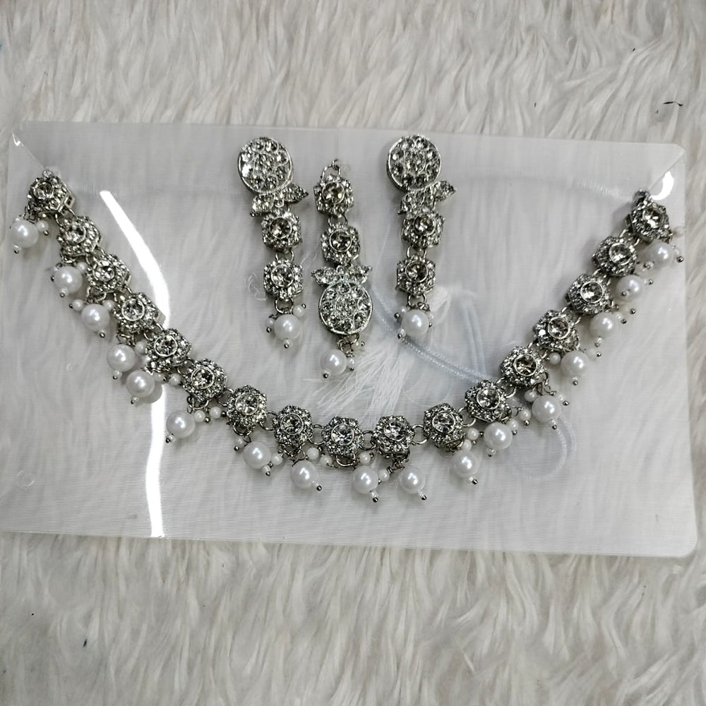 Kumavat Jewels Silver Plated Austrian Stone Choker Necklace Set