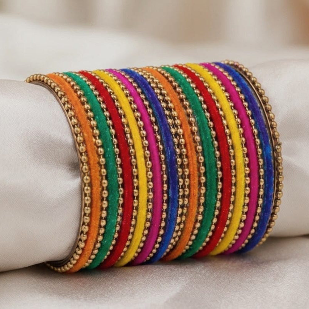Shree Asha Bangles Gold Plated Velvet Bangles Set