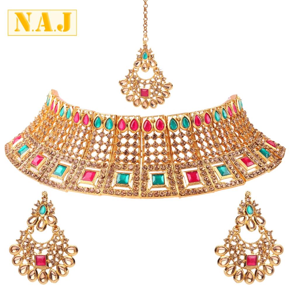 Neetu Art Gold Plated Crystal Stone Choker Necklace Set