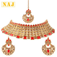 Neetu Art Gold Plated Crystal Stone Choker Necklace Set