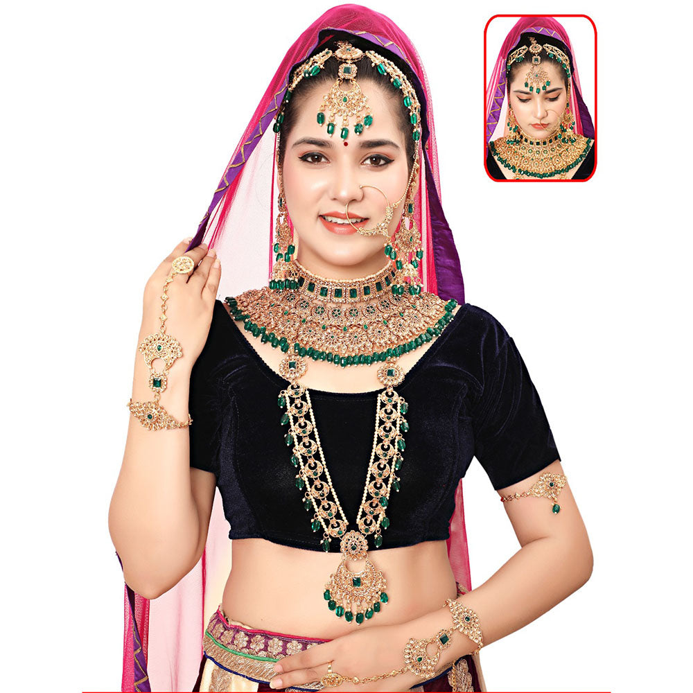 Neetu Art Glamorous Crystal Stone Beads Bridal Jewellery Set
