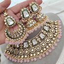 Neetu Art Shimmer Sparkle Kundan Stone And Pearls Choker Necklace Set