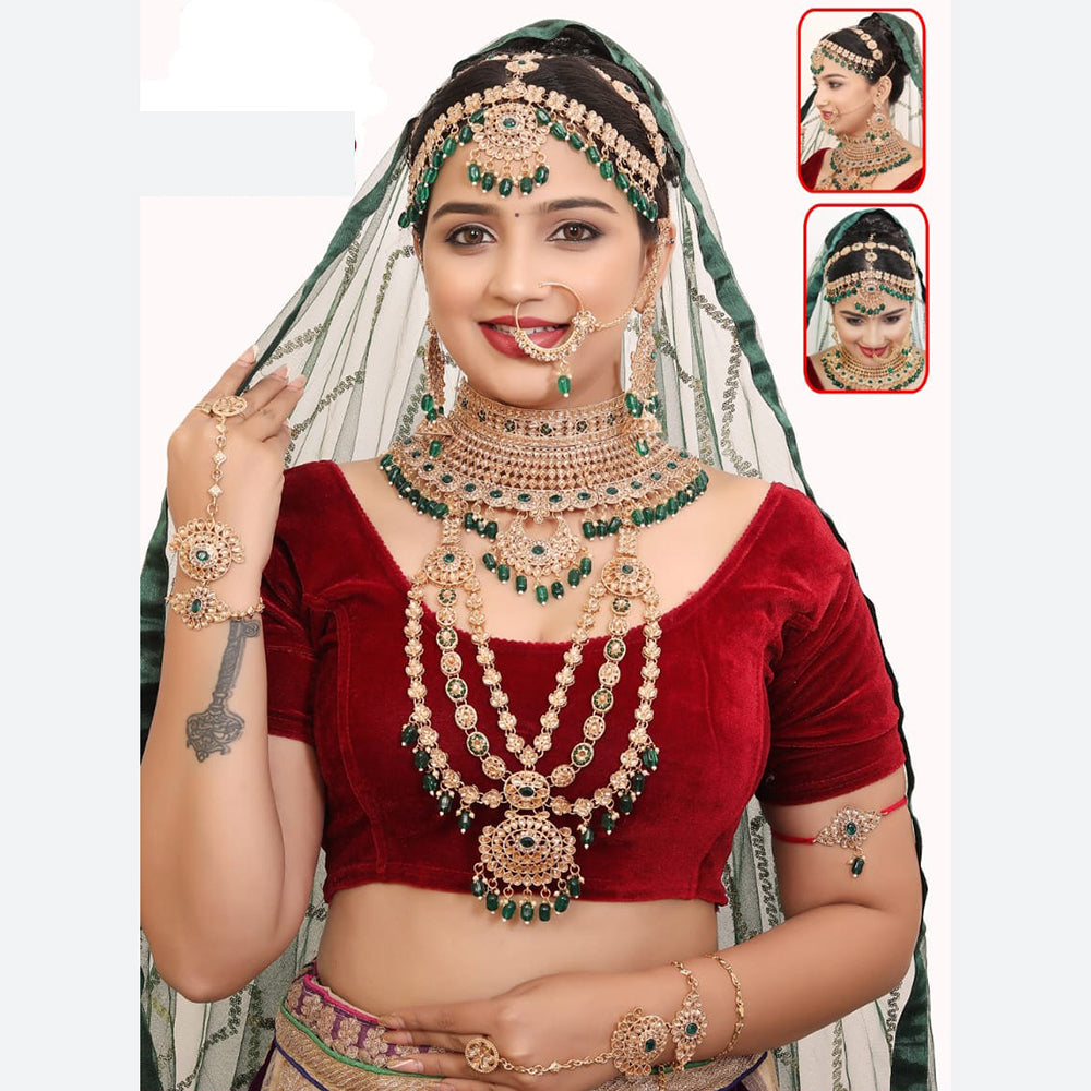 Neetu Art Glamorous Crystal Stone Beads Bridal Jewellery Set
