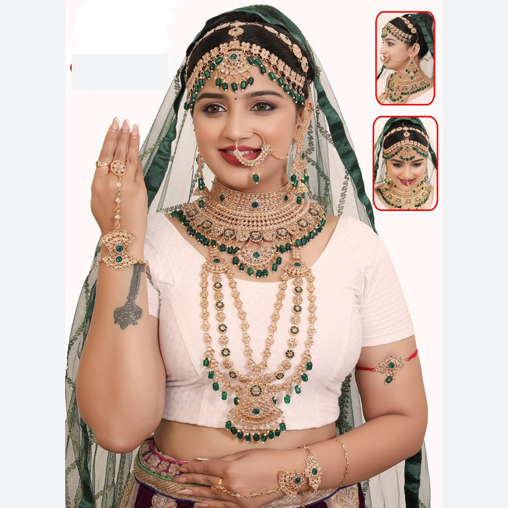 Neetu Art Glamorous Crystal Stone Beads Bridal Jewellery Set