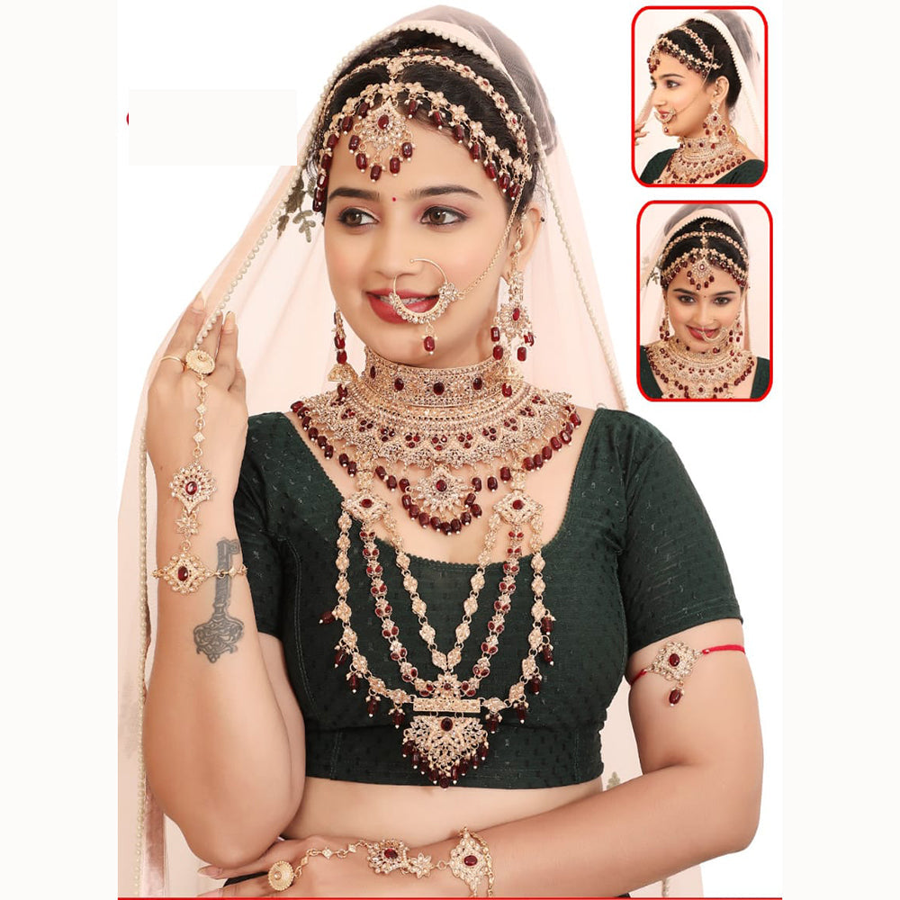 Neetu Art Glamorous Crystal Stone Beads Bridal Jewellery Set