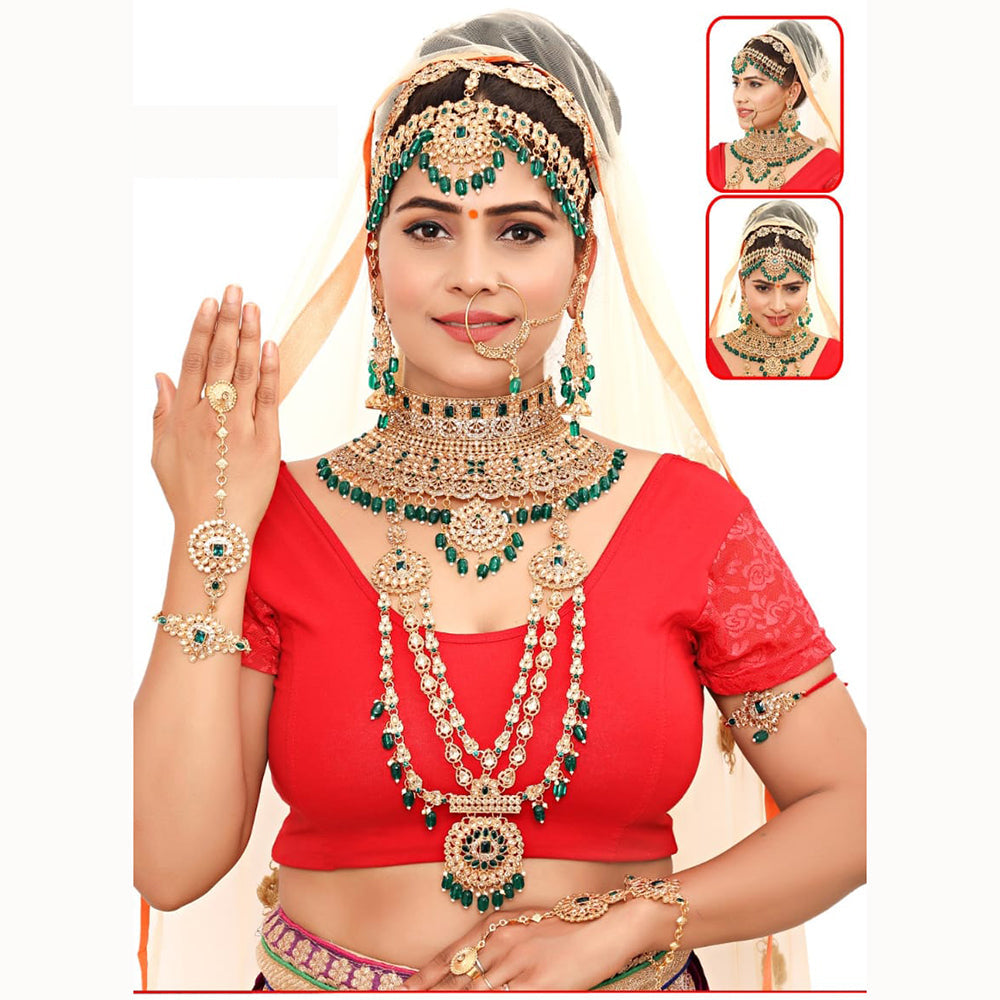 Neetu Art Glamorous Crystal Stone Beads Bridal Jewellery Set
