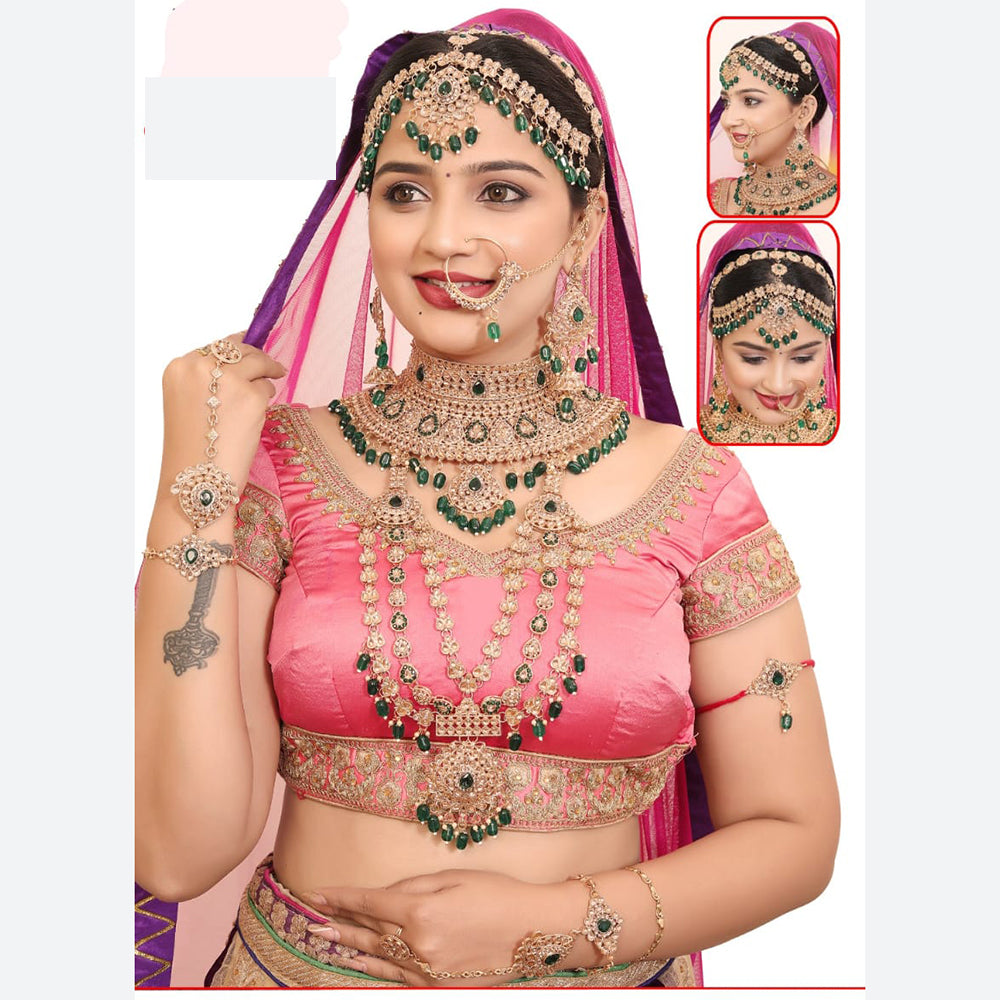 Neetu Art Glamorous Crystal Stone Beads Bridal Jewellery Set