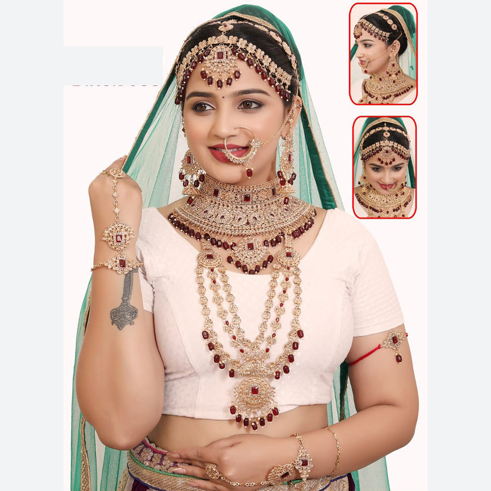 Neetu Art Glamorous Crystal Stone Beads Bridal Jewellery Set
