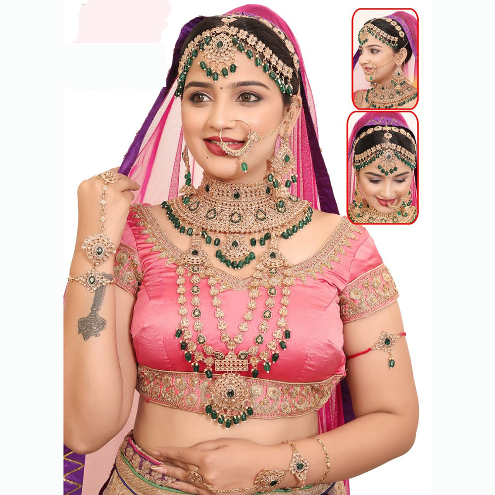 Neetu Art Glamorous Crystal Stone Beads Bridal Jewellery Set
