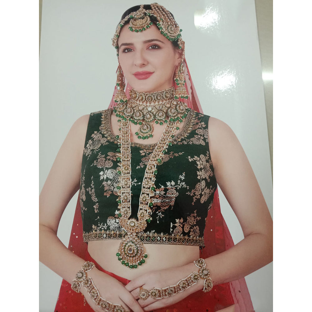 Neetu Art Premium Kundan Stone And Meenakari Beads Wedding Jewellery Set