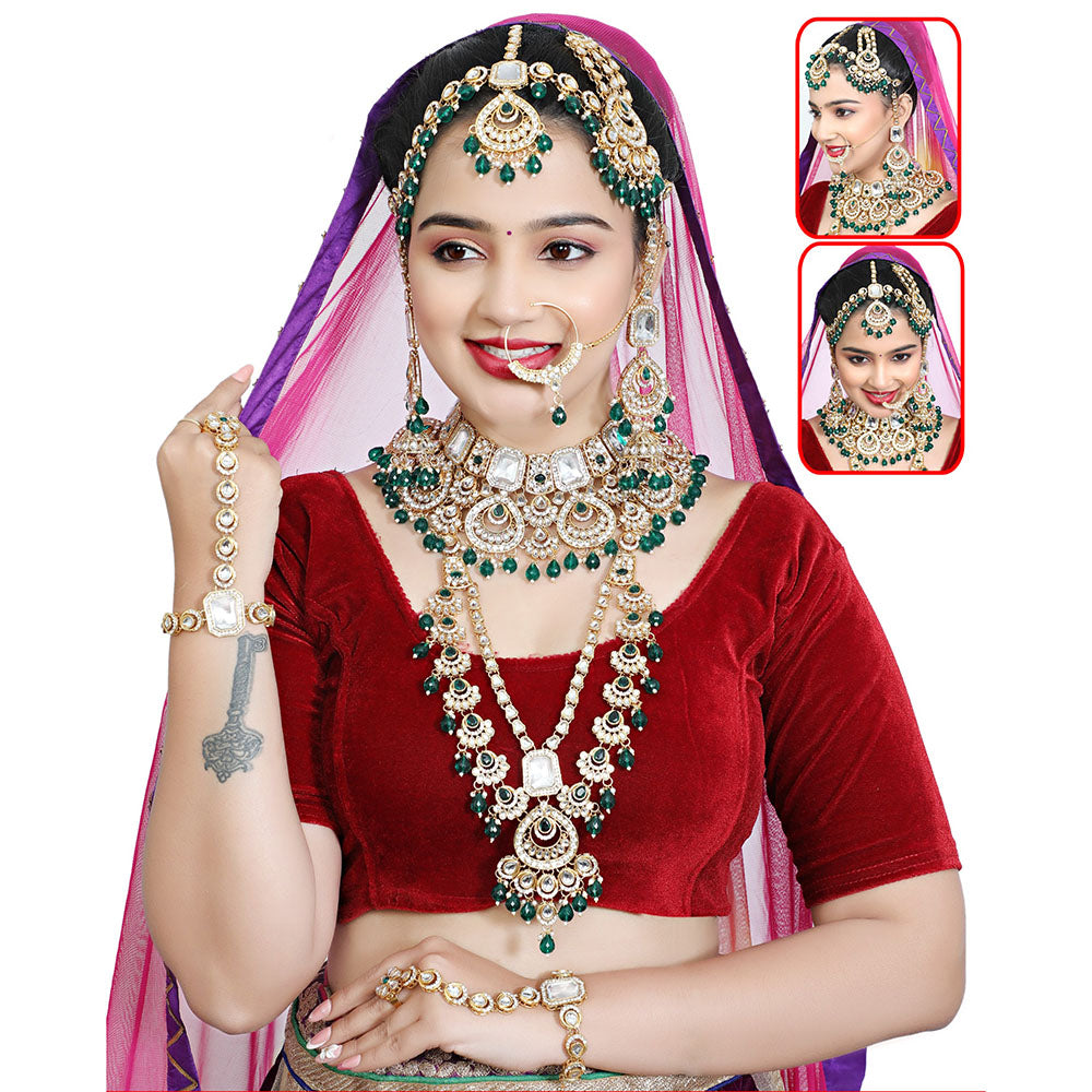 Neetu Art Grand Kundan Stone And Beads Bridal Jewellery Set