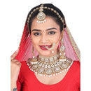 Neetu Art Premium Kundan Stone And Beaded Semi Bridal Necklace Set