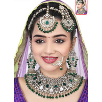 Neetu Art Premium Kundan Stone And Beaded Semi Bridal Necklace Set 