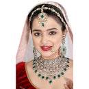 Neetu Art Elegant Kundan Stone And Beads Semi Bridal Necklace Set
