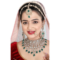 Neetu Art Elegant Kundan Stone And Beads Semi Bridal Necklace Set
