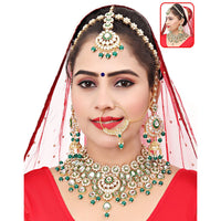 Neetu Art Premium Kundan Stone And Beaded Meenakari Semi Bridal Necklace Set