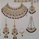 Neetu Art Elegant Kundan Stone And Beads Semi Bridal Necklace Set