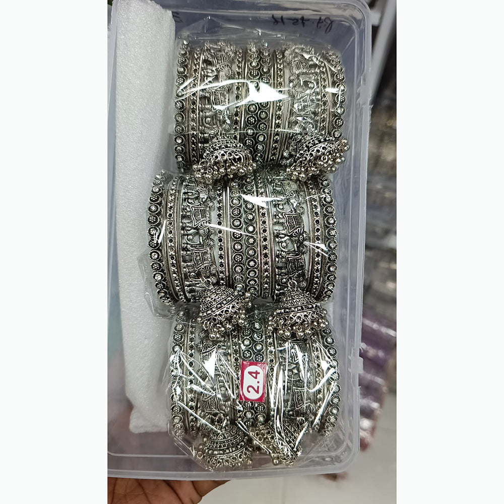 Pratima Jewellery Mart Oxidised Pearl Bangles Set