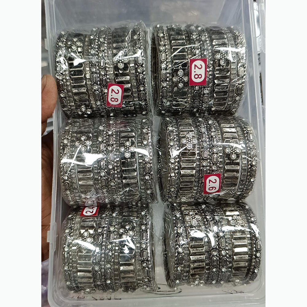 Pratima Jewellery Mart Oxidised Plated Austrian Bangles Set
