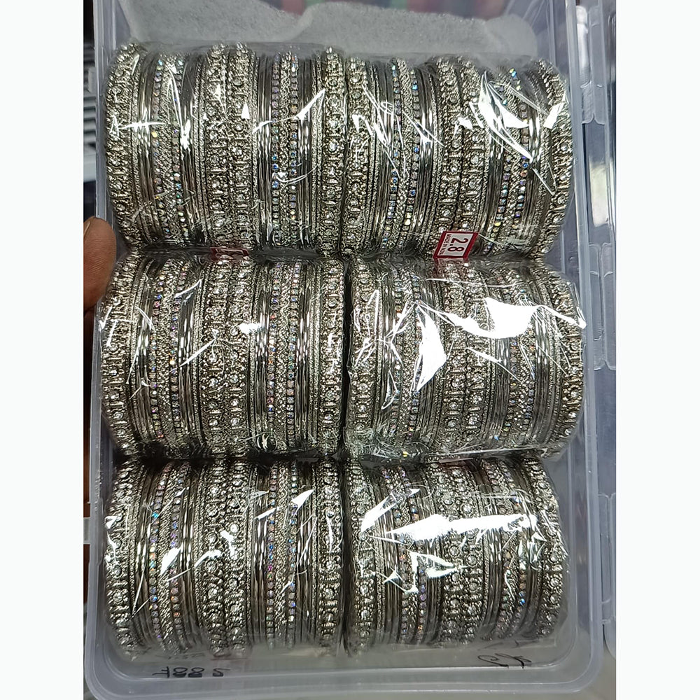 Pratima Jewellery Mart Oxidised Plated Austrian Bangles Set