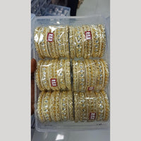 Pratima Jewellery Mart Premium Designer Kundan Stone And Pearl Bangles Set