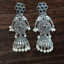 Vinayak Jewellers Classic Oxidised Plated Pota Stone Jhumki Earrings