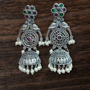 Vinayak Jewellers Classic Oxidised Plated Pota Stone Jhumki Earrings