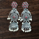 Vinayak Jewellers Classic Oxidised Plated Pota Stone Jhumki Earrings