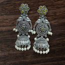Vinayak Jewellers Classic Oxidised Plated Pota Stone Jhumki Earrings