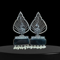 Vinayak Jewellers Timeless Oxidised Plated Pota Stone Dangler Earrings