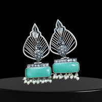 Vinayak Jewellers Timeless Oxidised Plated Pota Stone Dangler Earrings