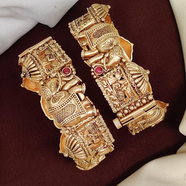 Manisha Jewellery Gold Plated  Pota Stone Openable Bangle Set