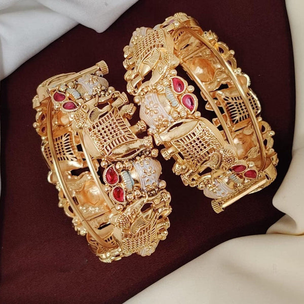 Manisha Jewellery Gold Plated  Pota Stone Openable Bangle Set