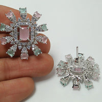 Manisha Jewellery Silver Plated AD Stud Earrings