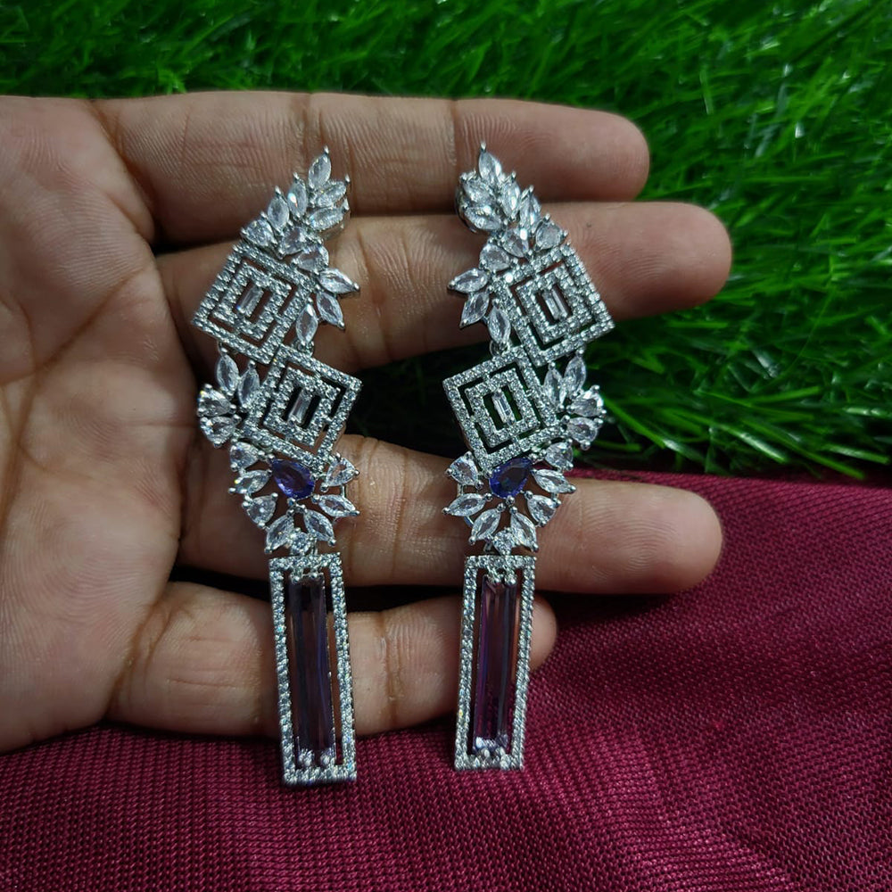Manisha Jewellery Silver Plated American Diamond Dangler Earrings