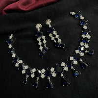 Manisha Jewellery Silver Plated AD Necklace Set