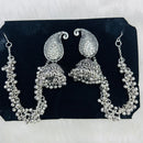 Manisha Jewellery Oxidised Plated Austrian Stone Kanchain Jhumki Earrings