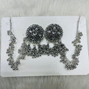 Manisha Jewellery Oxidised Plated Kundan Stone Kanchain Jhumki Earrings