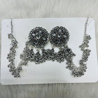 Manisha Jewellery Oxidised Plated Kundan Stone Kanchain Jhumki Earrings