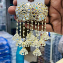Manisha Jewellery Gold Plated Austrian Stone And Mirror Jhumki