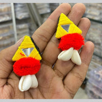 Manisha Jewellery Navratri Special Pom Pom And Shell Dangler Earrings