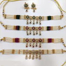 Manisha Jewellery Gold Plated Pota Stone And Pearls Choker Necklace Set