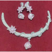 Manisha Jewellery Silver Plated AD Stone Necklace Set