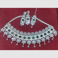 Manisha Jewellery Silver Plated AD Stone Necklace Set