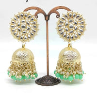 Manisha Jewellery Gold Plated Kundan Stone And Pearls Jhumki Earrings