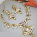 Manisha Jewellery Gold Plated Pota Stone And Pearls Meenakari Necklace Set